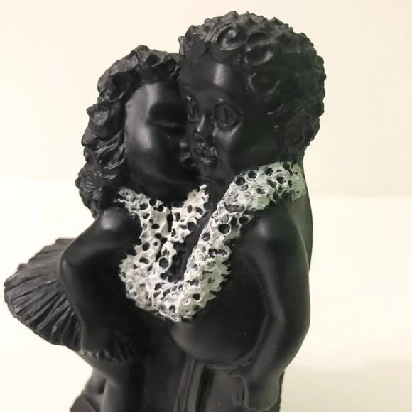 Vtg Frank Schirman Hula Girl Lei Boy Kehoni The Kiss Hawaii 6  Inch Tall Figure - Picture 12 of 16